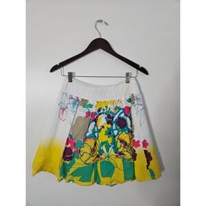 Anna Scott Floral Mini Skirt Size M White Pink Botanical Boho Summer Print
